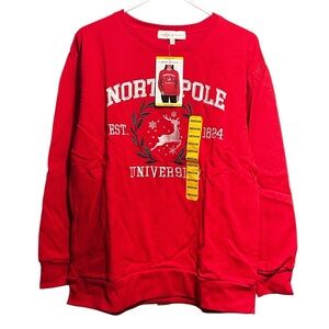 North Pole University Red Crew Neck Sweater